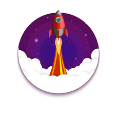 Wall Mural - business startup concept.rocket ship launch icon business strategy concept.vector illustration.