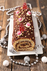 Sticker - chocolate yule log christmas cake