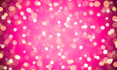 Wall Mural - Light abstract bokeh shine of pink glitter effect background. Vector shiny confetti lights for Valentines or birthday background design template. Magic glittering glow with lens flare sparkling light