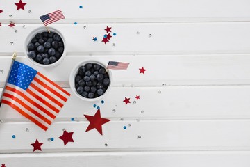 Wall Mural - Black berries in bowls with 4th july theme