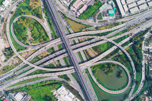 Top View Traffic Highway Circle Intersection