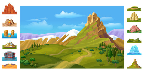 Cartoon Colorful Nature Landscape Template