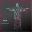 Vector distorted glitch concept. Tv distortion 3D effect stereoscopic, anaglyph the statue of Christ. Technological virtual green and red channels. Digital networking concept with anaglyph effect.