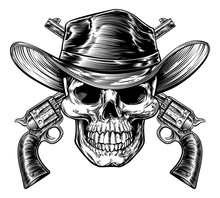 Cowboy Skull And Pistols
