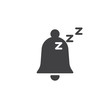 Sleeping bell icon vector, filled flat sign, solid pictogram isolated on white. Alarm Snooze Symbol, logo illustration.