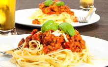 Spaghetti Pasta With Tomato Beef Sauce