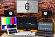 © princeoflove - multi display in digital visual & audio editing studio or broadcasting studio
