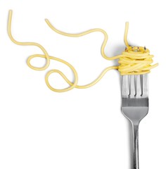 Poster - Swirls of cooked spaghetti with fork