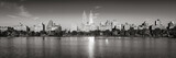 Fototapeta Miasta - Sunrise on the Upper West Side with view of the Central Park Reservoir in Black & White (panoramic). Manhattan, New York City