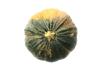 Green pumpkin Isolated with Clipping path Top views, above backgrounds