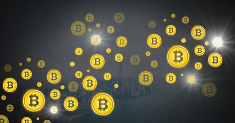 Poster - Bitcoin icons sparkling and fading