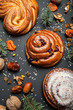 © Andrii Zastrozhnov - Sweet homemade buns with dried fruits and nuts, concept of Christmas holidays.