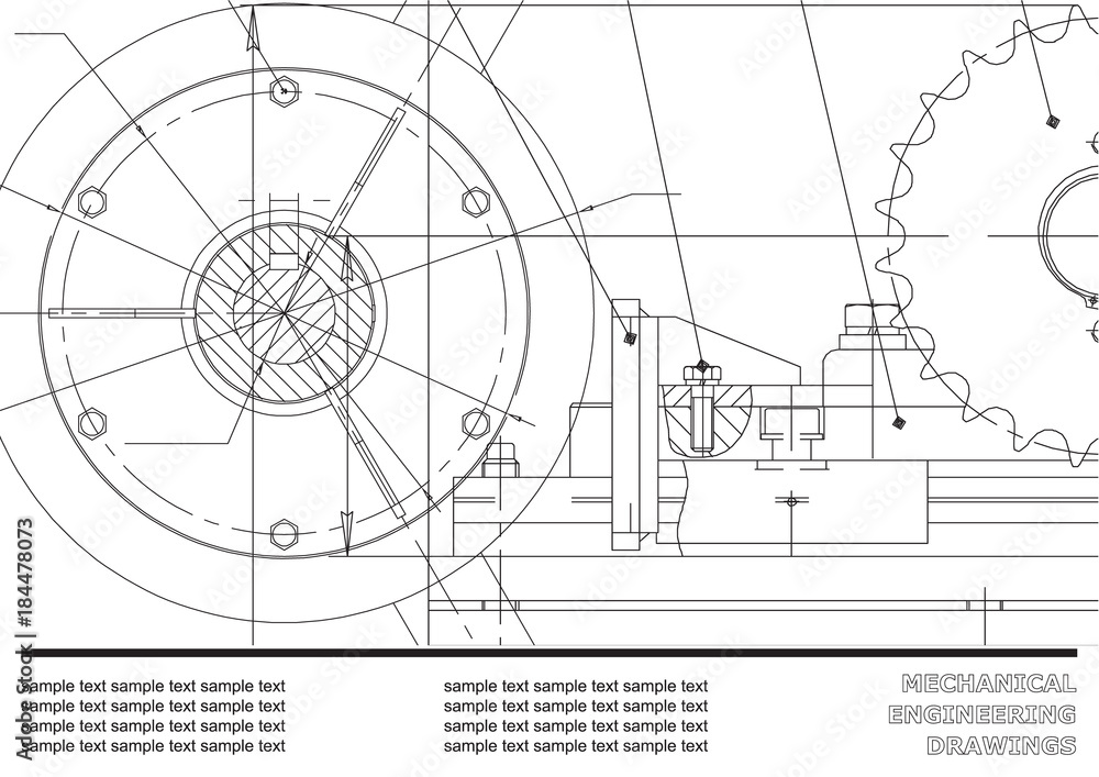 Vector drawing. Mechanical drawings on a white background. Engineering ...