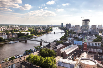 Wall Mural - frankfurt germany and the main river from above