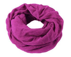 Sticker - Fuchsia pink soft winter snood scarf isolated on white