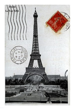 Eiffel Tower, Paris, France, Canceled Vintage Postcard, Circa 1919