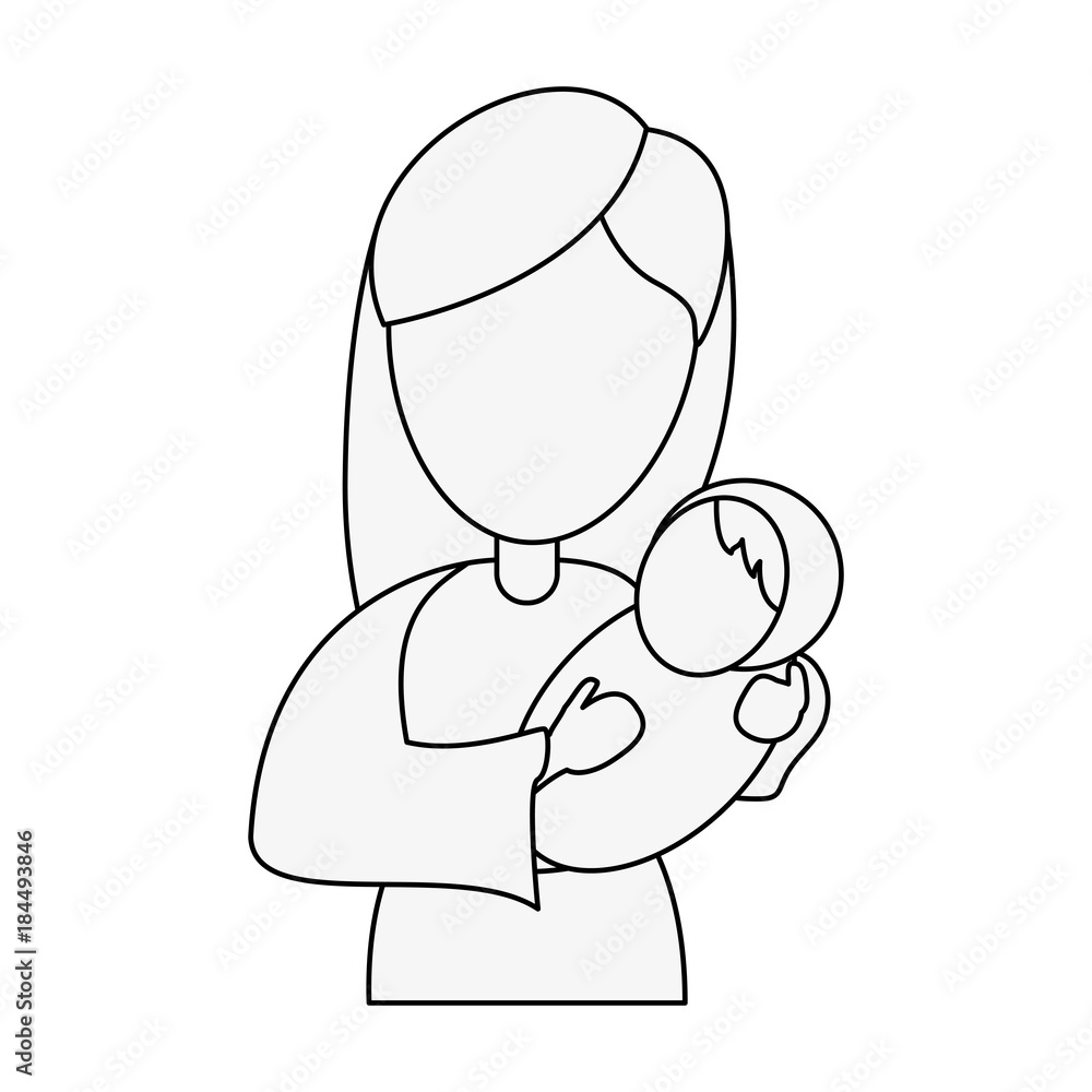 Virgin mary holding baby jesus cartoon Stock Vector | Adobe Stock, image size:1000x1000