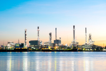 Bangchak Petroleum's oil refinery, beside the Chao Phraya River, Phra Khanong District, Bangkok, Thailand