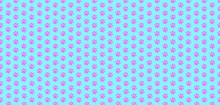 Banner With Pink Seamless Pattern Of Animal Footprints On Light Blue Background.