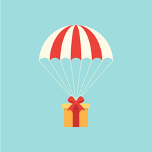 Delivery Concept With Parachute Flat Design
