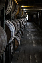 Bourbon Barrels In Rickhouse