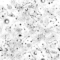 Wall Mural - Galaxy constilation seamless pattern print