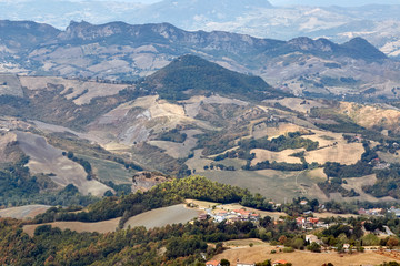 San Marino, San Marino - 10 August 2017: Panoramic view of the local surroundings.