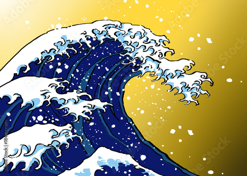 版権切れ有名絵画 葛飾北斎 の波の模写 金色背景 Stock Illustration Adobe Stock 版権切れ有名絵画 葛飾北斎 の波の模写 金色背景 Stock Illustration Adobe Stock