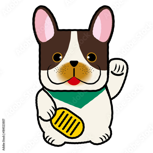 招き猫の形をした犬張子のイラスト フレンチブルドッグ Lucky Dog 年賀状向け素材 Stock Vector Adobe Stock