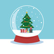 Snow globe with a Christmas tree inside.