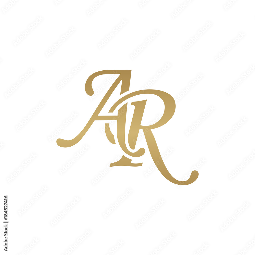 Initial letter AR, overlapping elegant monogram logo, luxury golden ...