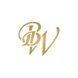 Initial letter BW, overlapping elegant monogram logo, luxury golden color