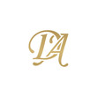 Initial letter DA, overlapping elegant monogram logo, luxury golden color