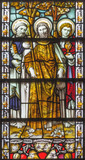 Fototapeta  - LONDON, GREAT BRITAIN - SEPTEMBER 17, 2017: The apostles Peter, Jacob and John  from stained glass in church St. James Spanish Place probably by Lavers, Barraud & Westlake (1890s).