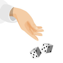 Human Hand With Sleeve And Dice That Drop Down