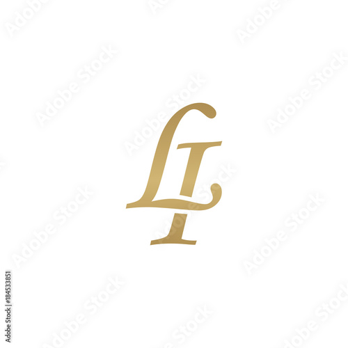 Fotomural Initial letter LI, overlapping elegant monogram logo, luxury golden color