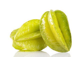 Carambola (also known as starfruit)  on a white background.