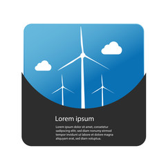 Wall Mural - renewable energy concept - wind turbines and clouds with background - web button