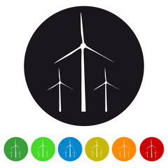 Wall Mural - wind turbines - colorful vector icons