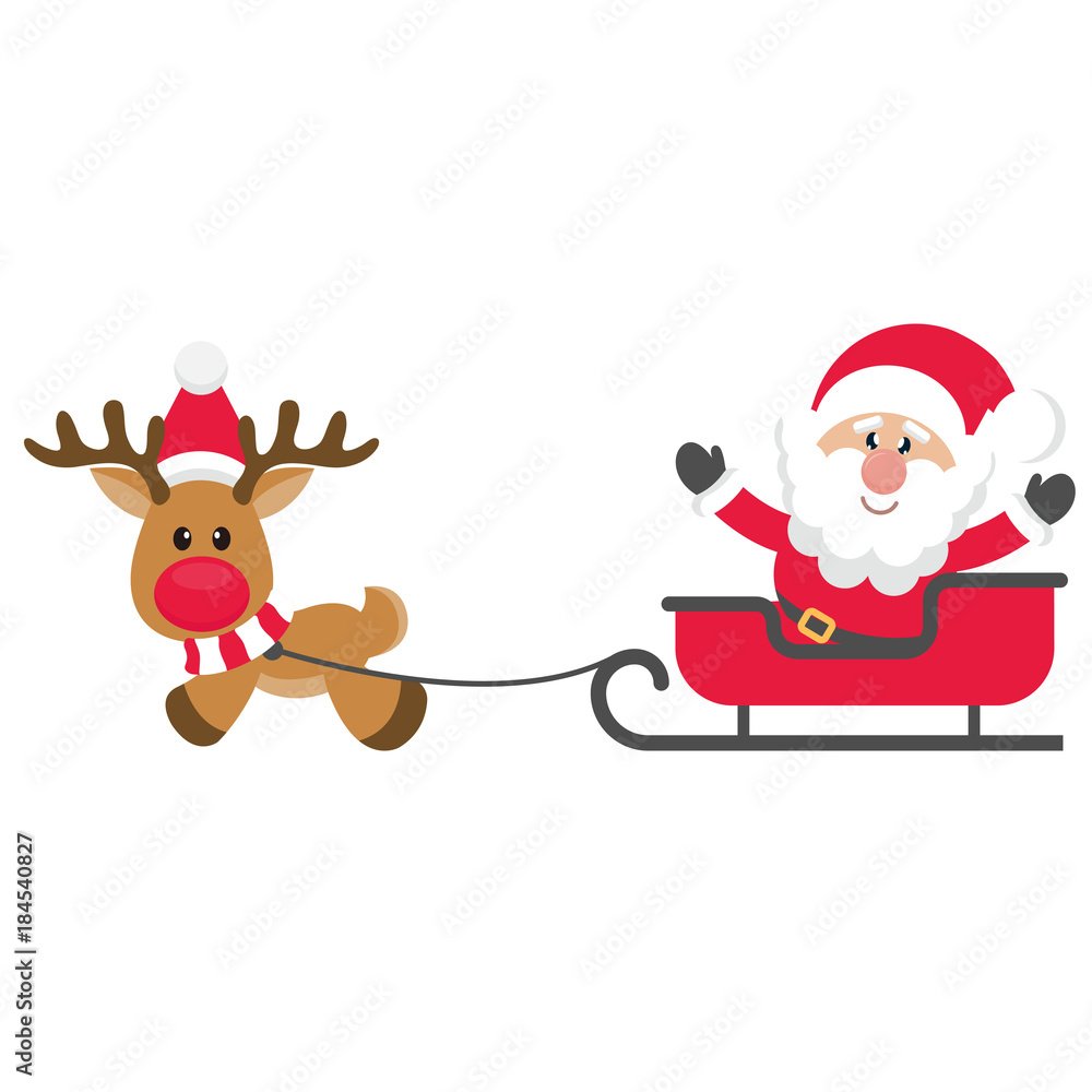 Santa Animation Riding In Slay Santa In His Sleigh Cartoon