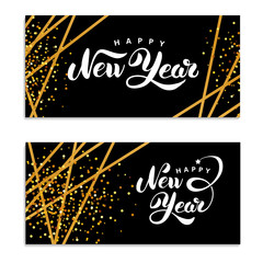 Wall Mural - Gold sparkles Happy New Year