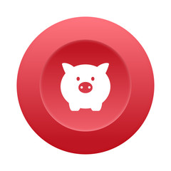 Poster - Runder 3D Button - Sparschwein - Geldanlage