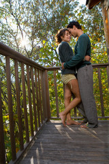 Couple outdoors on balcony