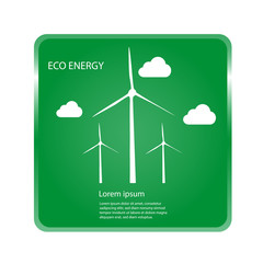 Wall Mural - renewable energy concept - wind turbines and clouds with background - web button