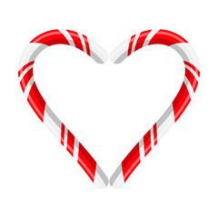 Candy cane heart for christmas design isolated on white background