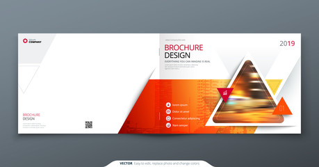 Poster - Brochure template layout, cover design annual report, magazine, flyer or booklet in A4 with red triangle geometric shapes. Vector Illustration.