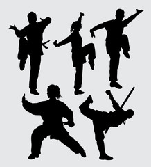 Wall Mural - Martial art male and female training sport silhouette Good use for symbol, logo, web icon, mascot, sign, sticker, or any design you want
