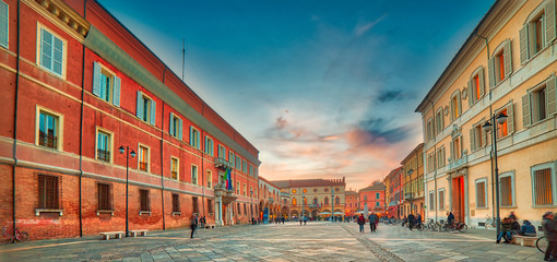 Wall Mural - sunset on main square of Ravenna