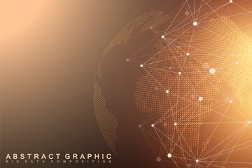 Virtual Graphic Background Communication with World Globe. A sense of science and technology. Digital data visualization. Vector illustration
