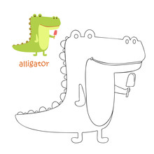 Kids Coloring Page - Alligator